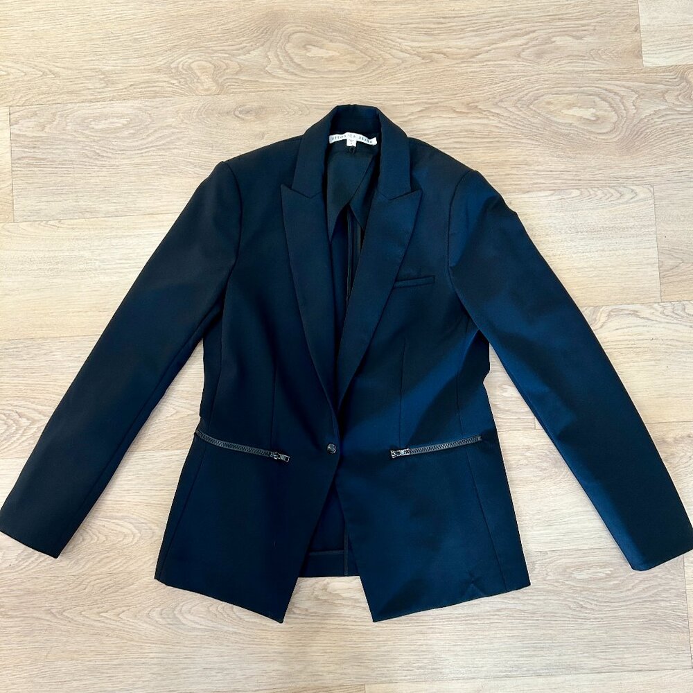Veronica Beard Scuba Stretch Dickey Blazer w/ Zip Pockets